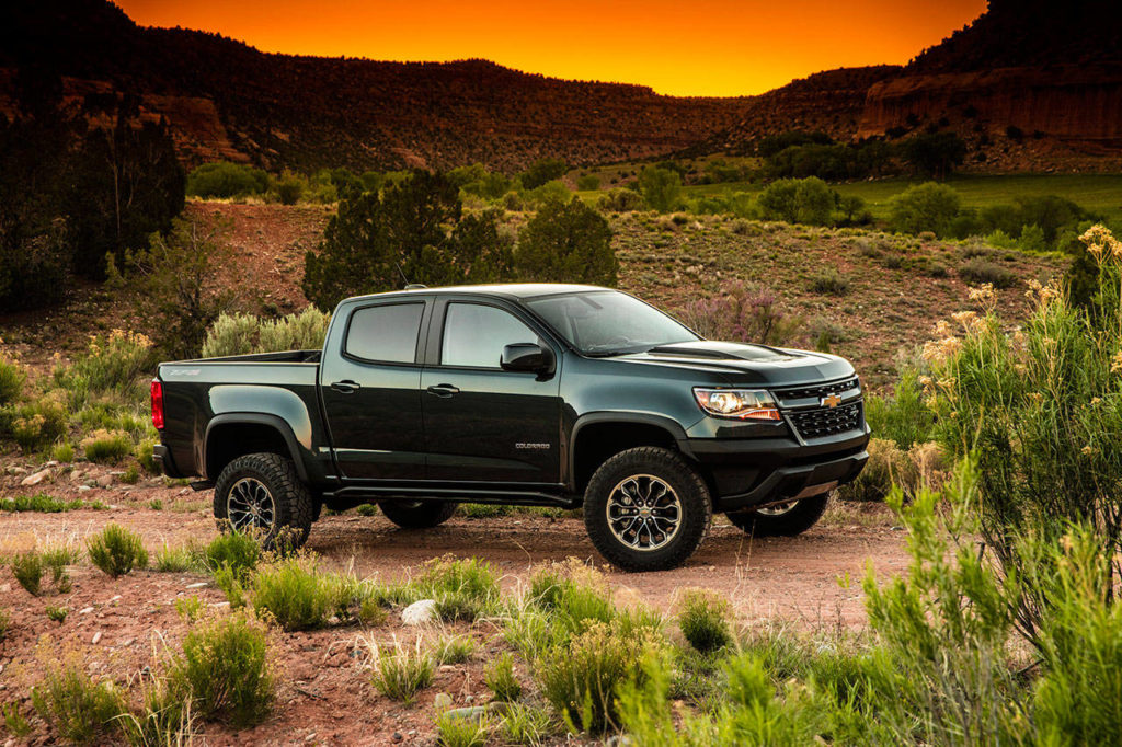 The 2020 Chevrolet Colorado ZR2 is the off-road performer in the lineup. The truck shown here does not include the Bison special edition package. (Manufacturer photo)
