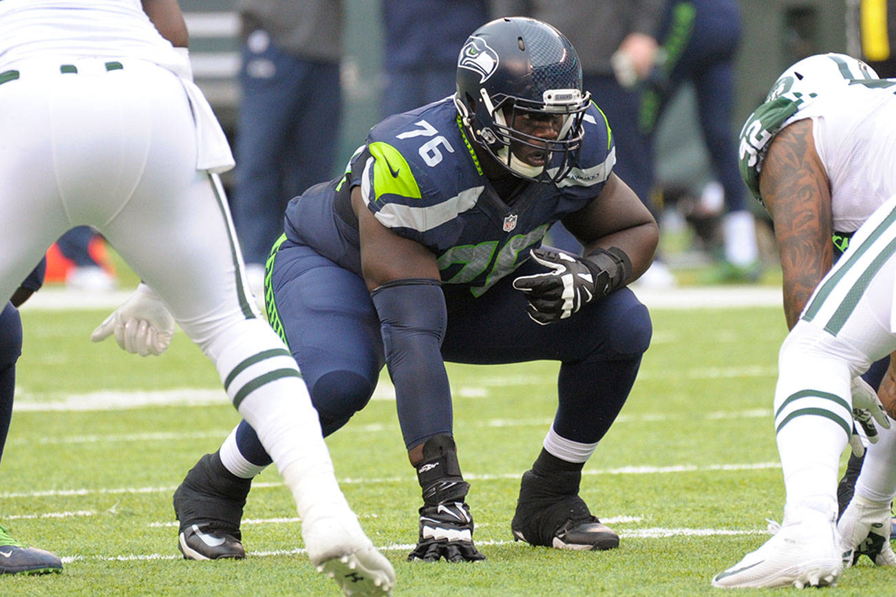 Germain Ifedi, the Seattle Seahawks’ starting right tackle, is one of the team’s most prominent free agents heading into the offseason. (AP Photo/Bill Kostroun)                                Germain Ifedi, the Seattle Seahawks’ starting right tackle, is one of the team’s most prominent free agents heading into the offseason. (AP Photo/Bill Kostroun)                                Germain Ifedi, the Seattle Seahawks’ starting right tackle, is one of the team’s most prominent free agents heading into the offseason. (AP Photo/Bill Kostroun)