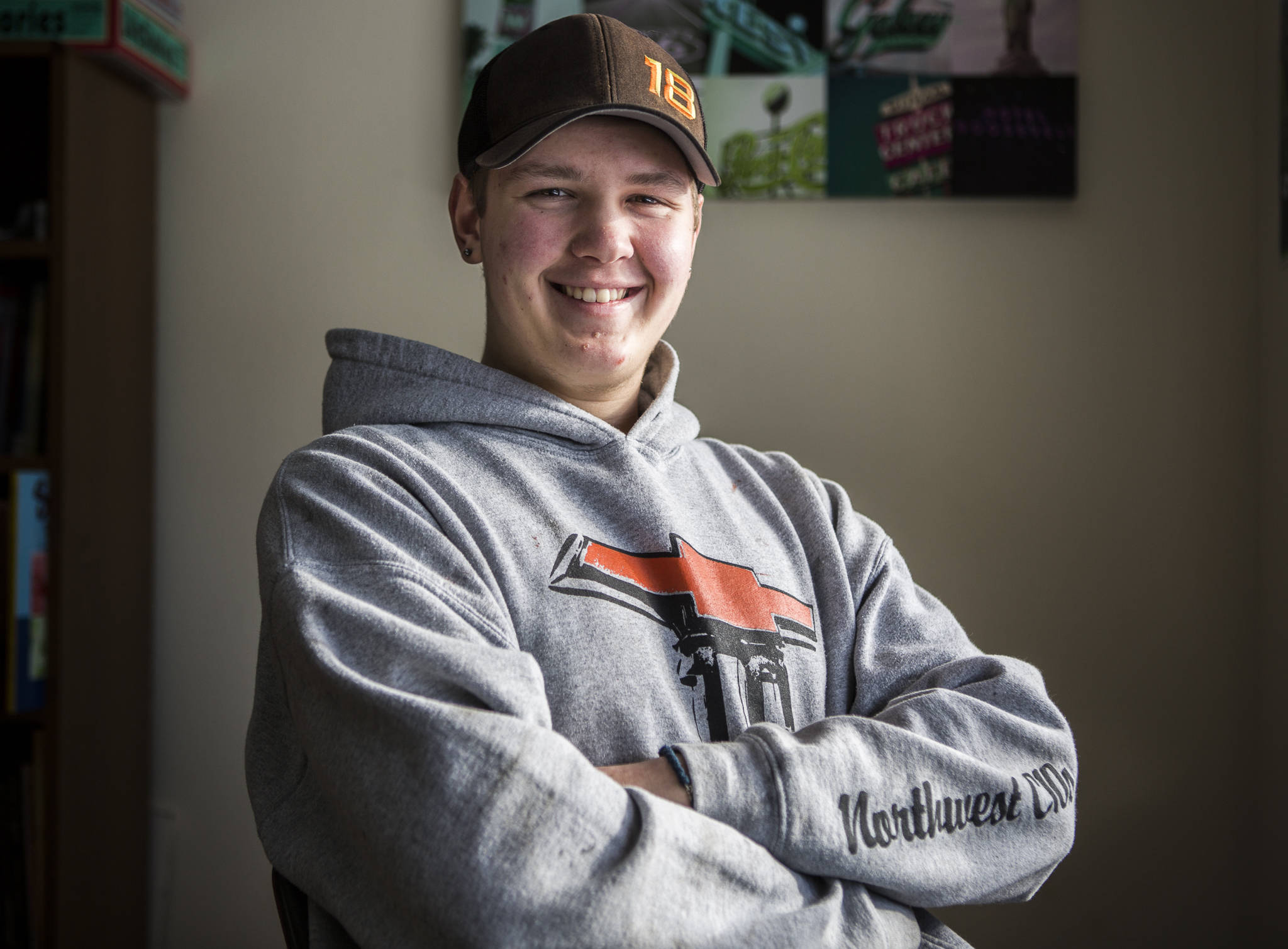 AIM High School senior Jack Tutt on Thursday in Snohomish. Tutt hopes to attend a technical college next year and study auto body. (Olivia Vanni / The Herald)