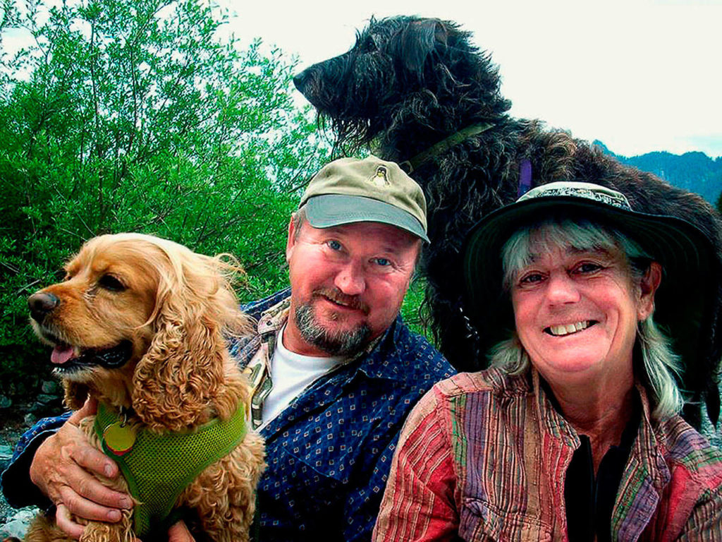 Andy Sudkamp, shown here with his wife Mary Ann and their dogs, was an Everett High School teacher who died in 2015 during a hiking trip in the Grand Canyon.
