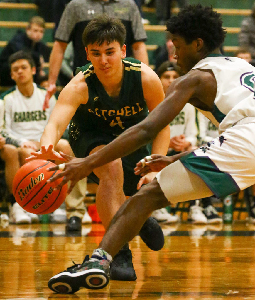 Edmonds-Woodway defeated Marysville Getchell 60-57 Friday evening at Edmonds-Woodway High School. (Kevin Clark / The Herald)
