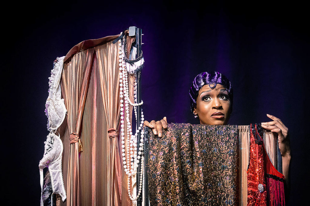 Tymisha Harris portrays the life of Josephine Baker in the show “Josephine,” which will be presented at the Northshore Performing Arts Center on Jan. 25. (Eleonora Briscoe)
