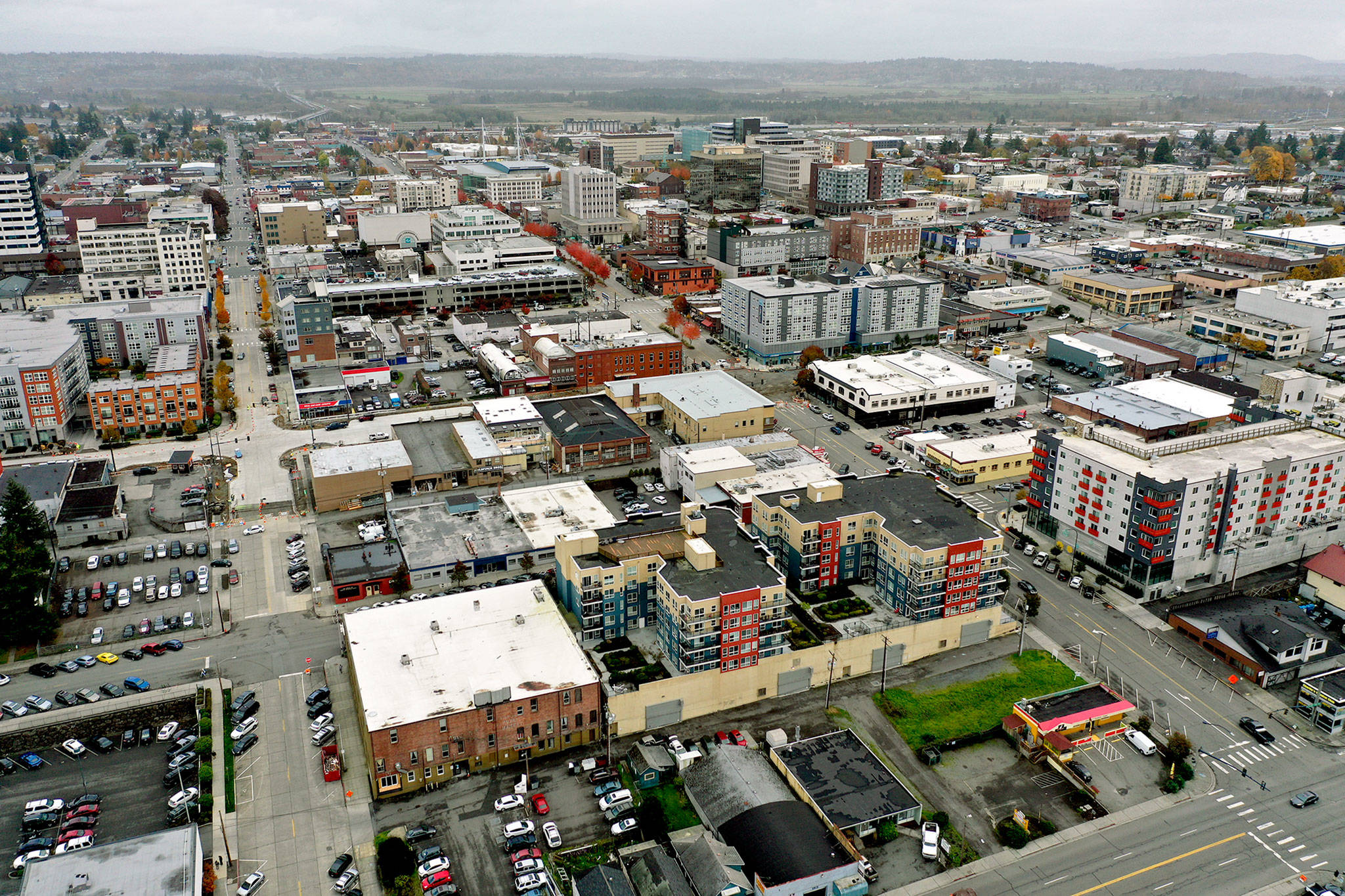 Downtown Everett. Property-tax bills in Snohomish County are rising by an average of 10.7% compared to last year. (Chuck Taylor / The Herald)