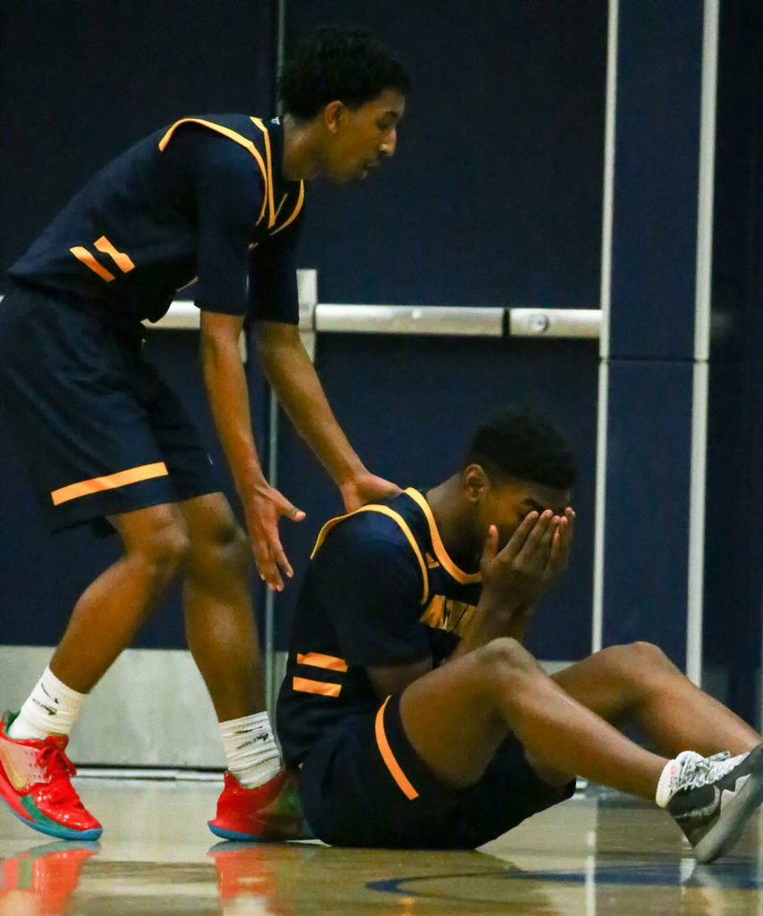 Glacier Peak defeated Mariner, 55-49, in a Wesco 4A boys basketball game Monday evening at Glacier Peak High School in Snohomish. (Kevin Clark / The Herald)
