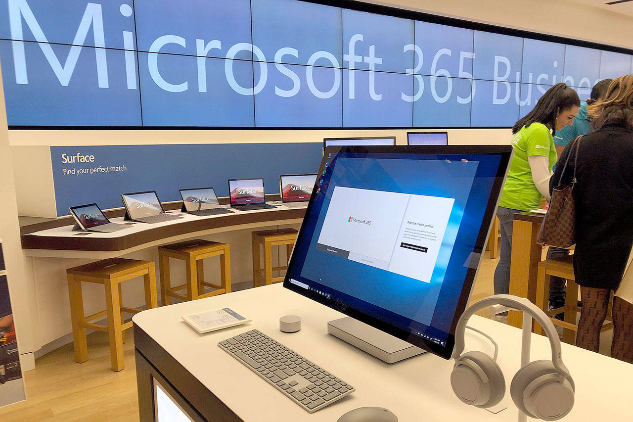 A Microsoft store in suburban Boston. (AP Photo/Steven Senne)