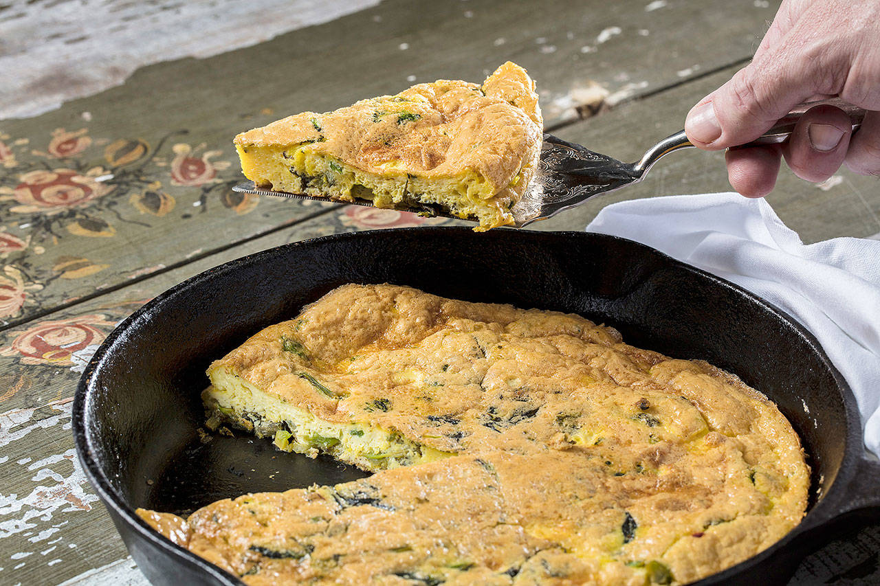 The secrets to a perfect frittata? Make sure to remove all the water from the vegetables, and finish the dish under the oven broiler. (Zbigniew Bzdak / Chicago Tribune)