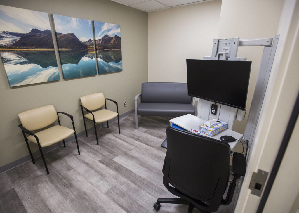 The interior of one of the four consultation rooms at Providence’s Behavioral Health Urgent Care. (Olivia Vanni / The Herald)
