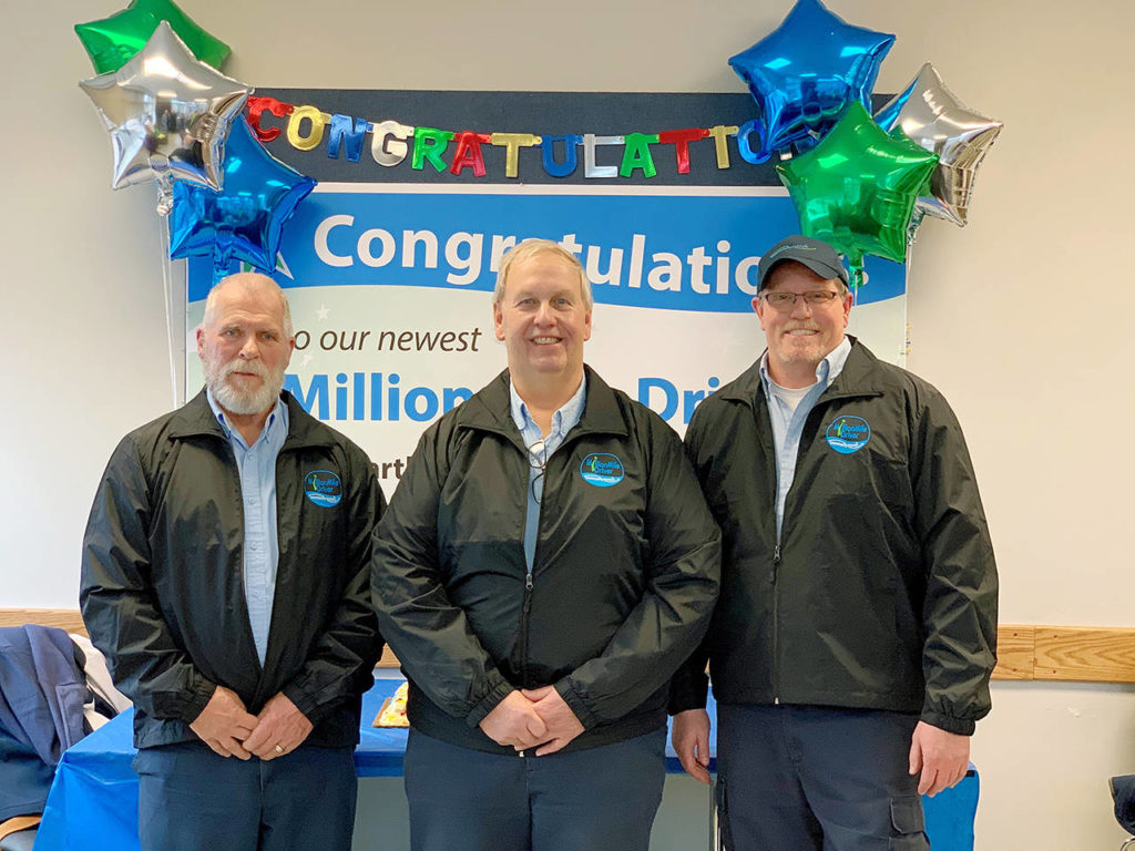 Community Transit bus drivers Jack Bartlett, David Eddy and Neil McKay have each recieved a One Million Mile Driver Award. (Communtiy Transit)
