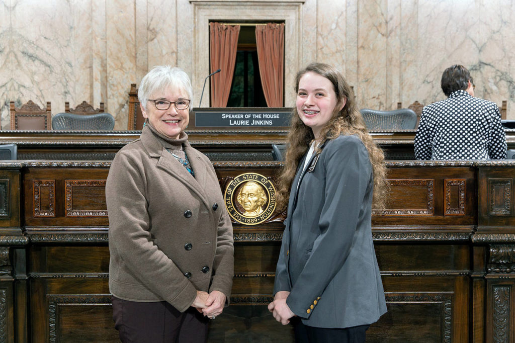 Keeley Dahlinger from Monroe serves as legislative page for state Rep. Carolyn Eslick, R-Sultan. (Washington State House Republicans)
