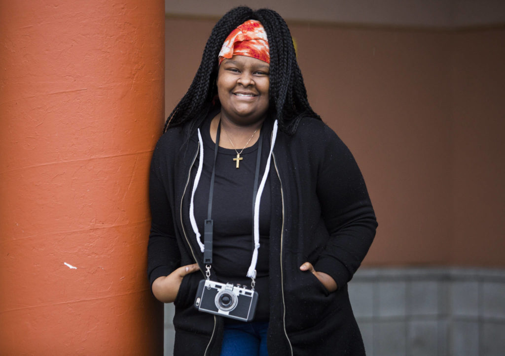 ACES High School junior Regina Lewis, 16, on Jan. 22, 2020 in Everett, Wash. (Olivia Vanni / The Herald)
ACES High School junior Regina Lewis, 16, on Jan. 22, 2020 in Everett, Wash. (Olivia Vanni / The Herald)
