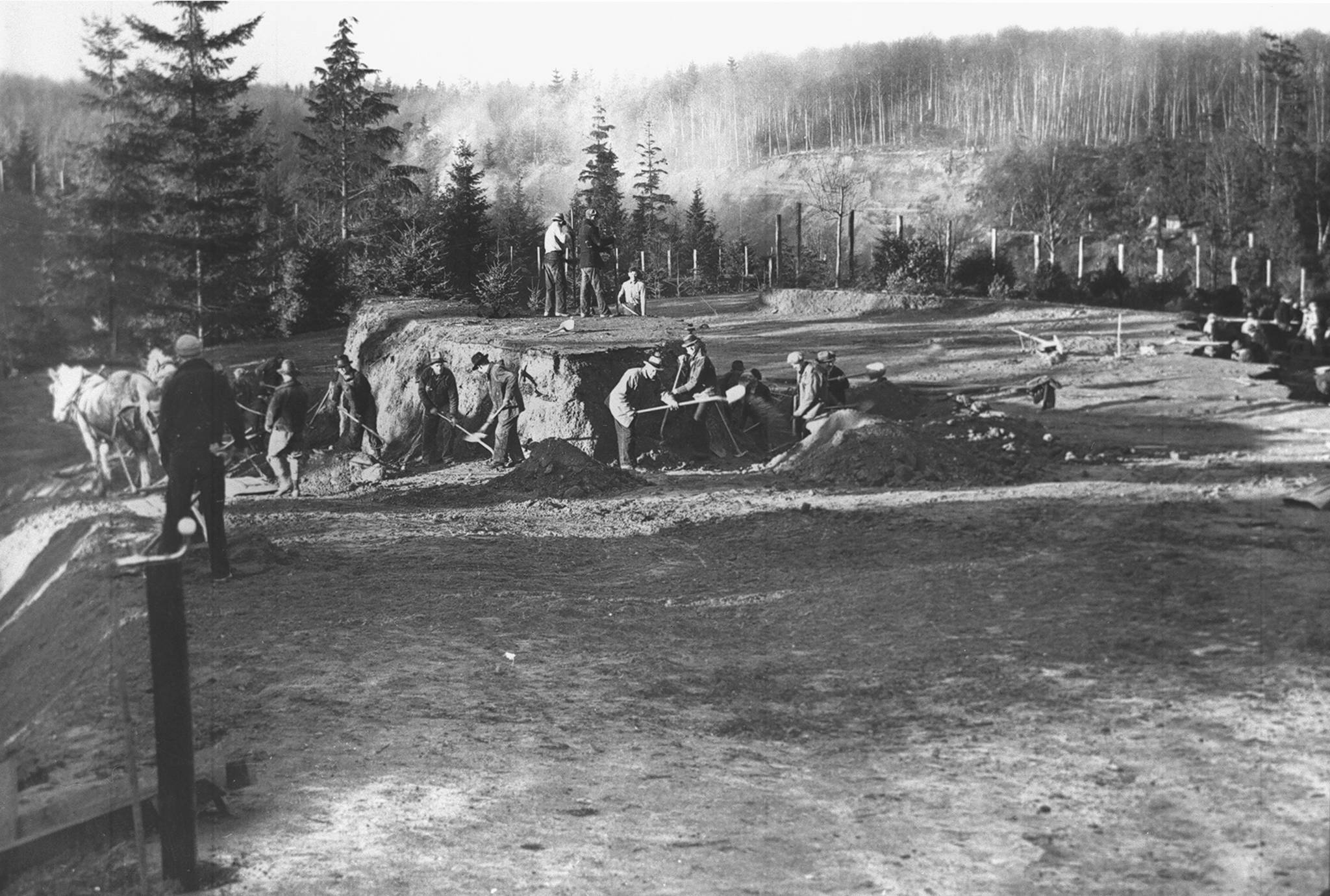 In 1938, receipt of $600,000 in government funding led to the Everett Parks Project, one of the largest endeavors of its kind in the state, which included the redesign of Forest Park, then on the southeast edge of the city. (Everett Public Library)