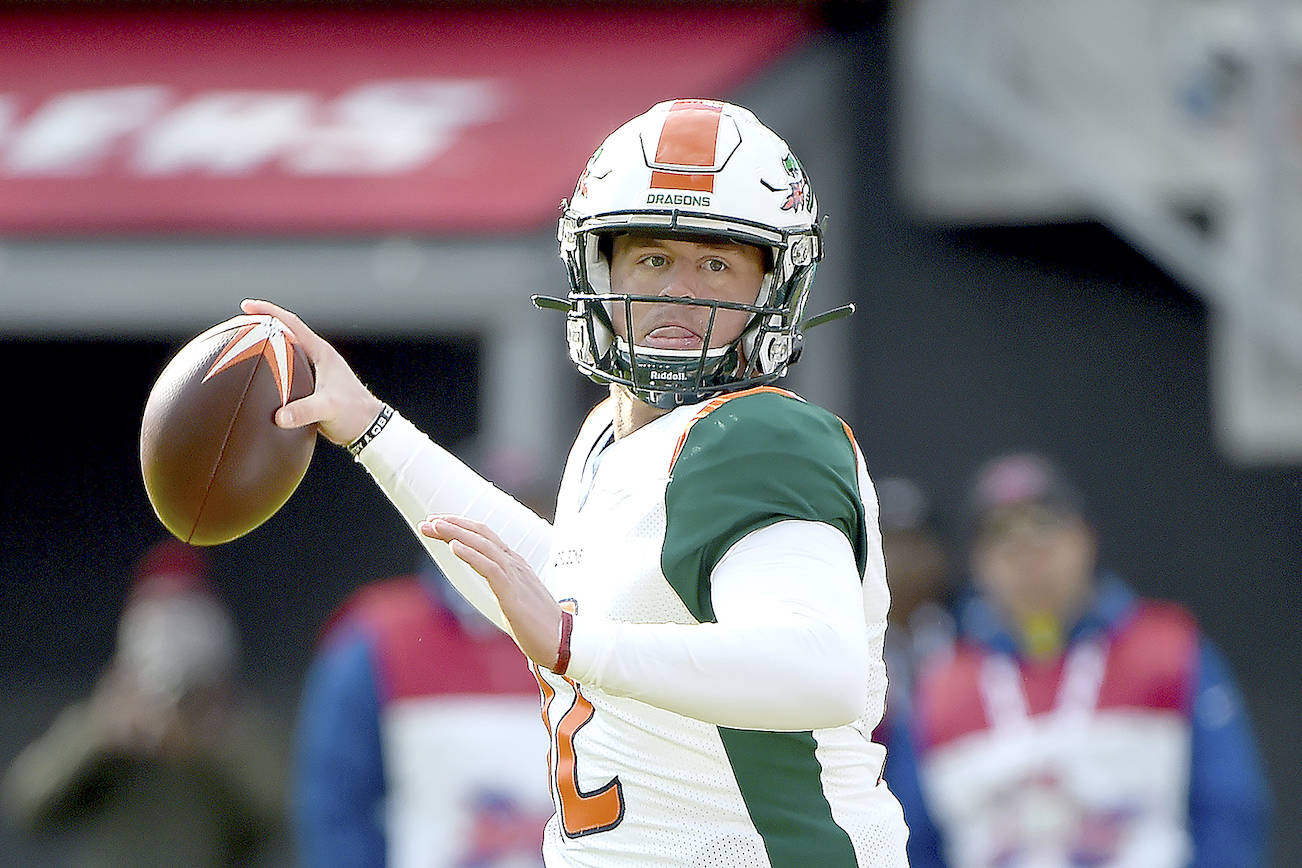 Quarterback Brandon Silvers and the rest of the XFL’s Seattle Dragons make their home debut Saturday at CenturyLink Field. (AP Photo/Will Newton)