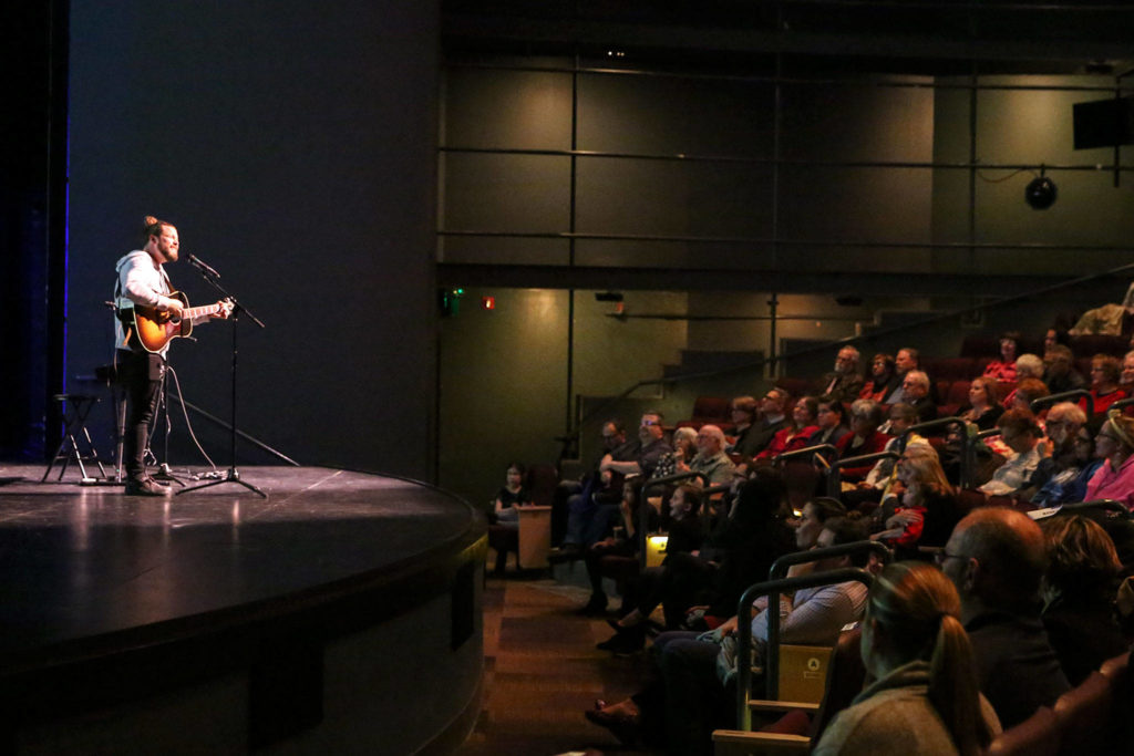 Caleb Jacobsen performs during the Wendt and Mayor’s Arts Awards ceremony Feb. 13. (Kevin Clark / The Herald)
