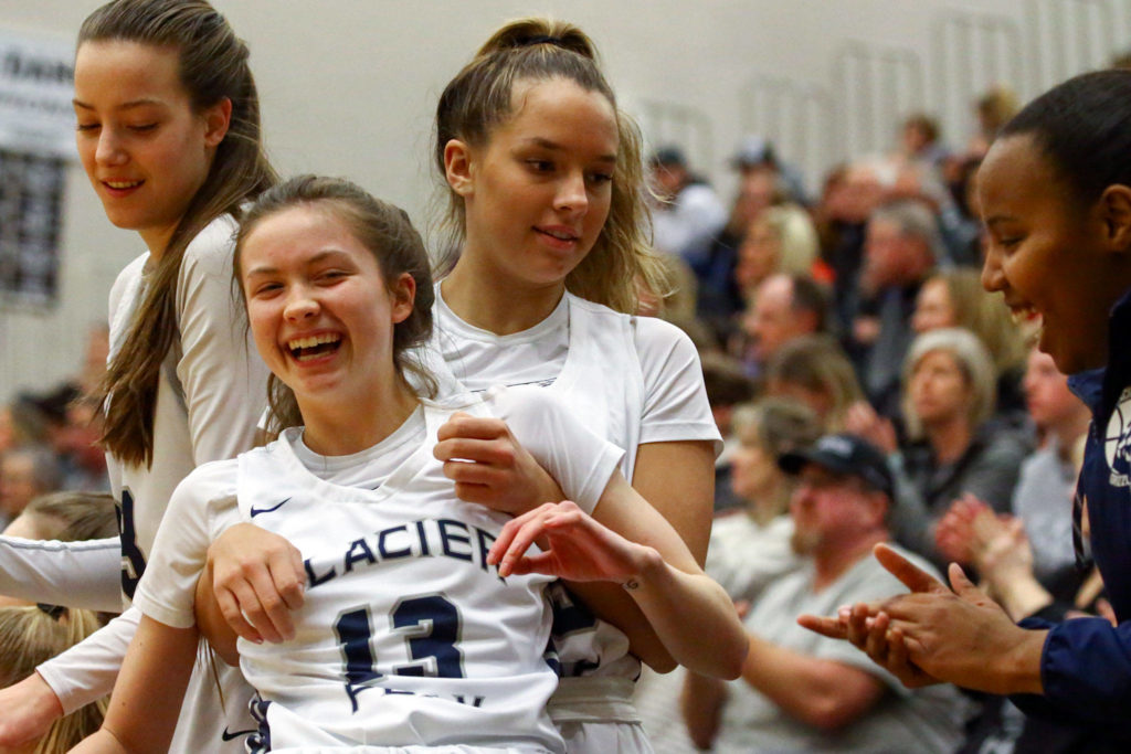 Glacier Peak defeated Inglemoor, 63-45, in a Wes-King Bi-District Tournament game Tuesday evening at Jackson High School in Mill Creek. (Kevin Clark / The Herald)
