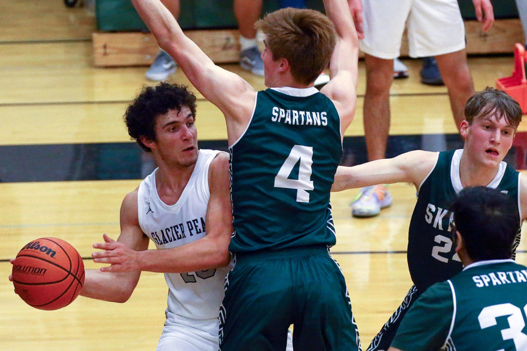 Glacier Peak defeated Skyline 59-39 in a Wes-King Bi-District Tournament game Tuesday evening at Jackson High School in Mill Creek. (Kevin Clark / The Herald).
