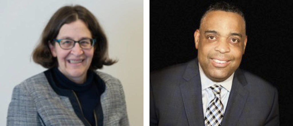 Cathy Leaker (left) has been chosen as vice president of instruction at Everett Community College. Robert Hill (right) has been chosen as vice president of student services at Everett Community College. (Everett Community College)
