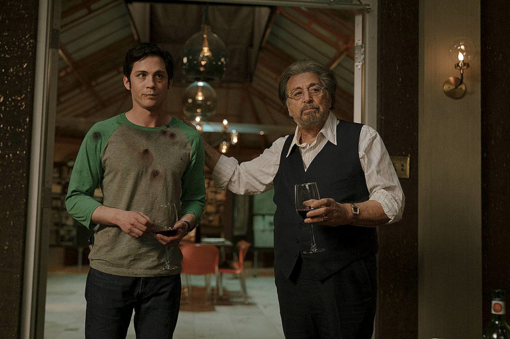 Logan Lerman and Al Pacino appear in a scene from “Hunters.” (Amazon)
