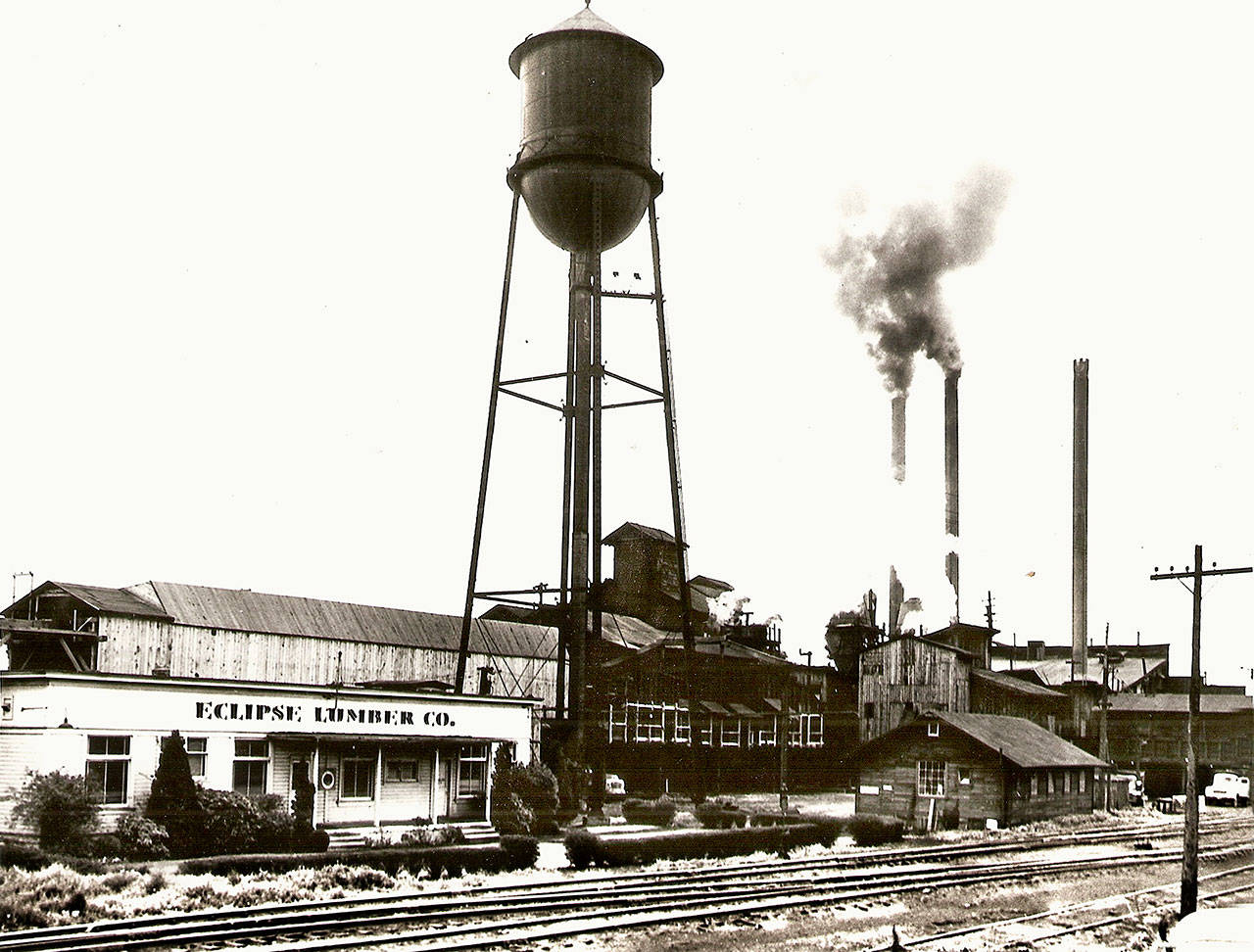 The Eclipse Lumber Company along the Snohomish River in Everett burned down May 7, 1962. Now the site is near the Towns at Riverfront, a development of nearly 200 townhouses. (Historic Everett photo)