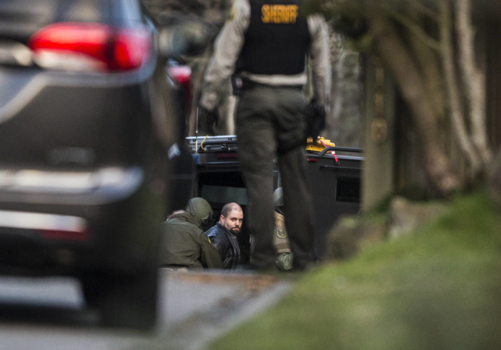 A 34-year-old man who barricaded himself in a home while armed was arrested Sunday near Lynnwood. (Olivia Vanni / The Herald)
