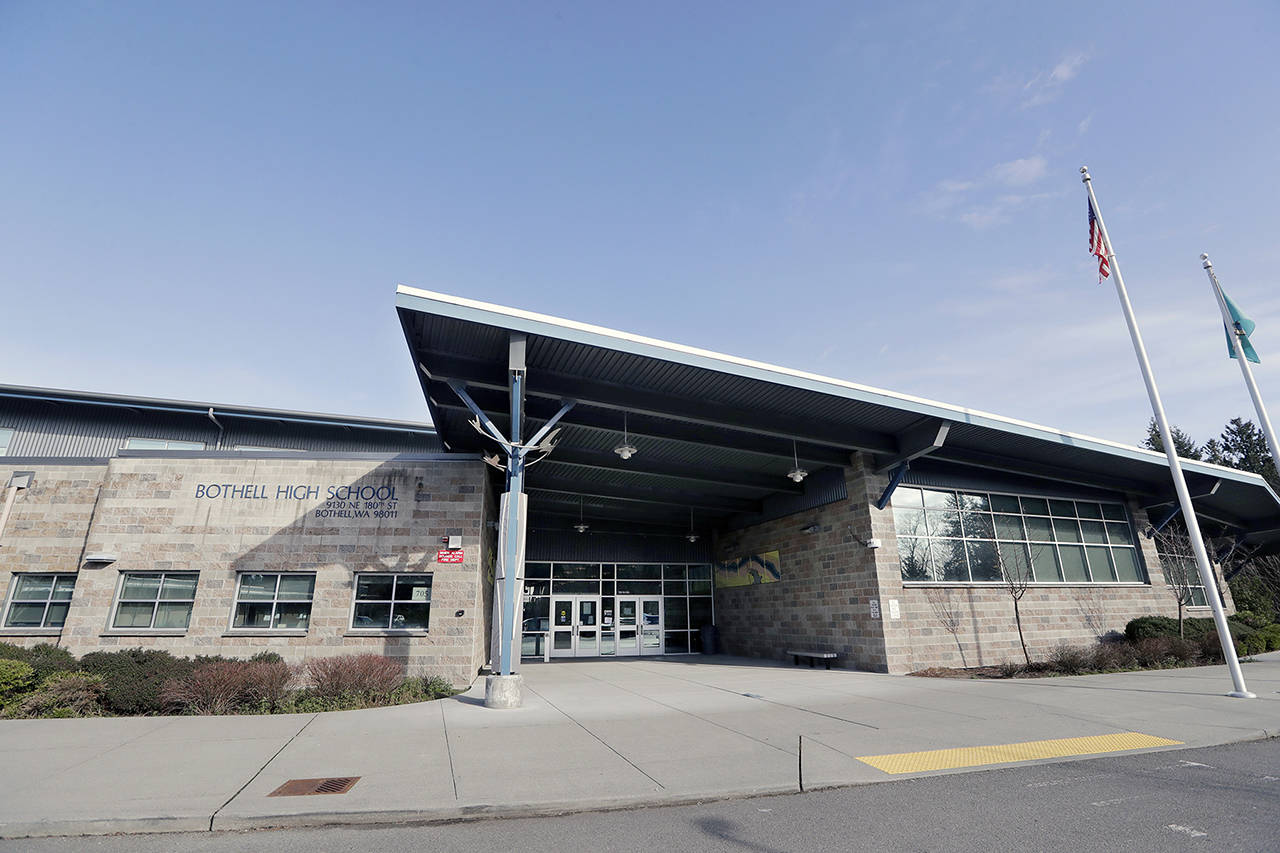 Bothell High School stands closed Thursday. (AP Photo/Elaine Thompson)