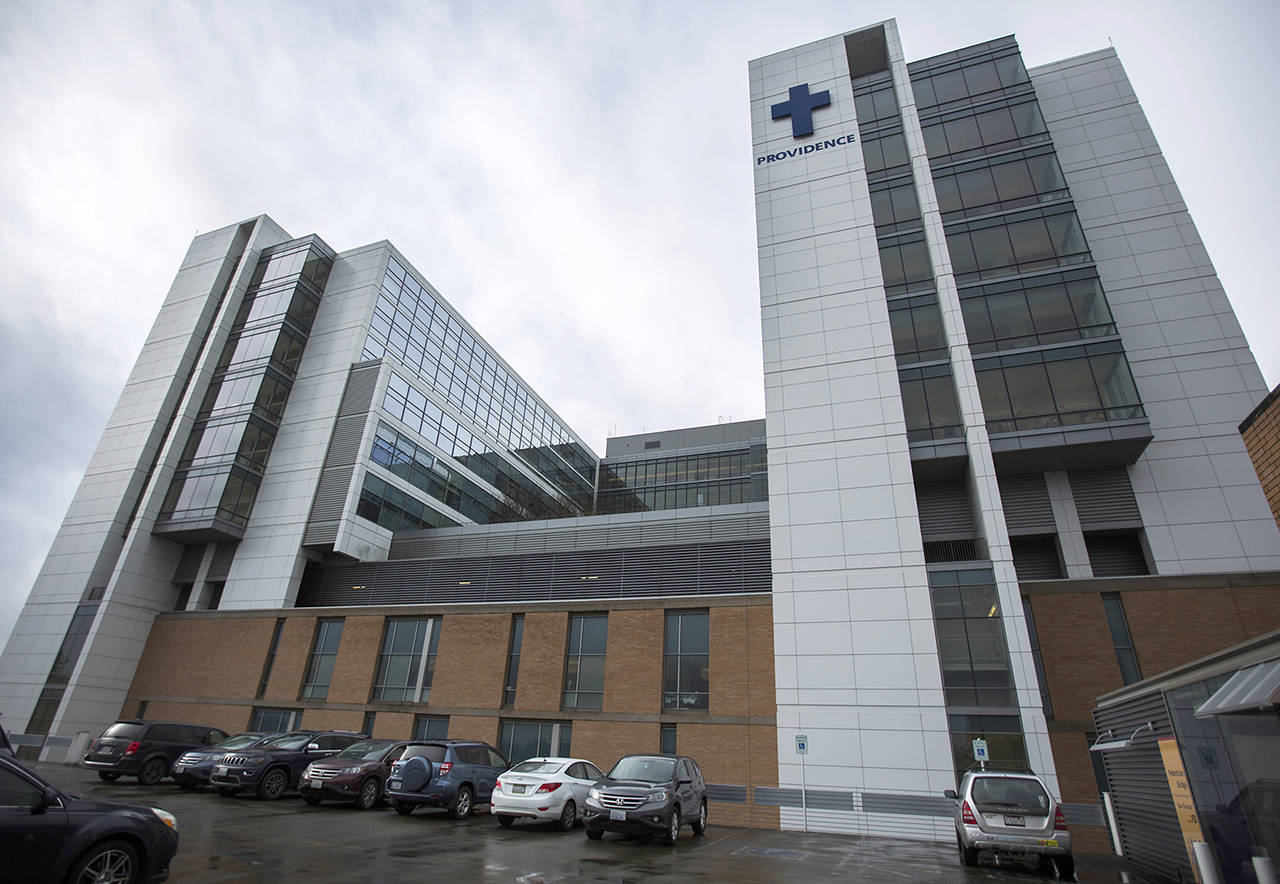 Providence Regional Medical Center Everett, where a man with the first case of coronavirus in the United States was treated, on Jan. 21 in Everett. (Olivia Vanni / Herald file)