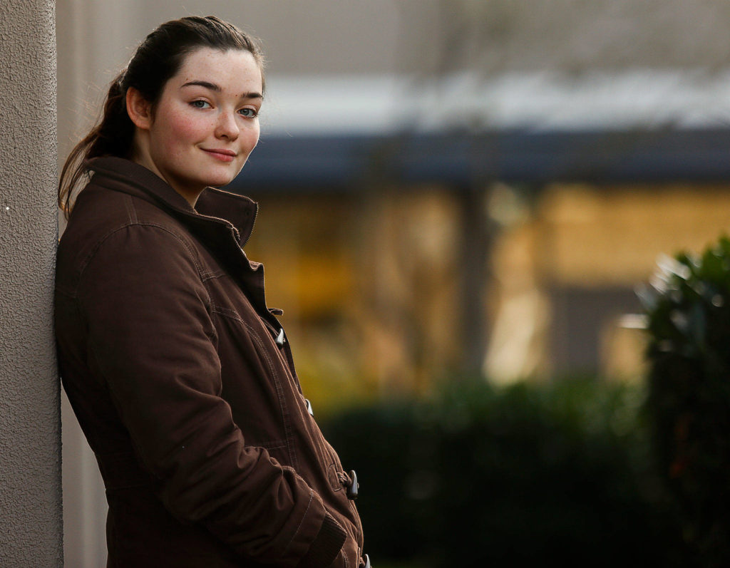 Kya Nethercot is editor in chief of the Mariner High School’s student newspaper, The Mariner Compass, and says journalism is one of three areas of interest she wants to pursue. “I want to make a difference.” (Dan Bates / The Herald) 
