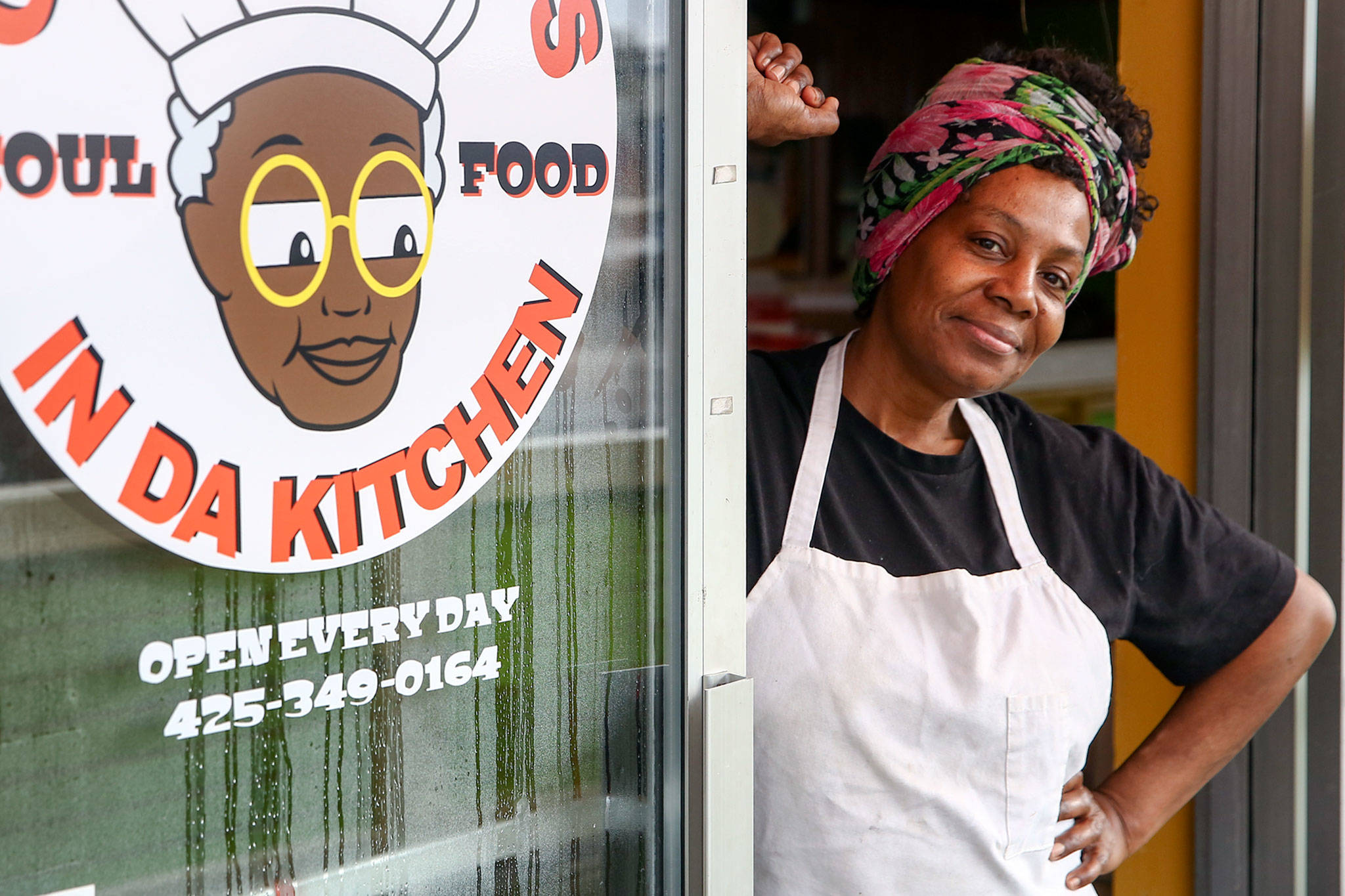 Sharon Tolbert is a new business owner, bringing her soul food and Southern-style comfort food to Everett at Grandma’s in da Kitchen on West Marine View Drive. (Kevin Clark / The Herald)