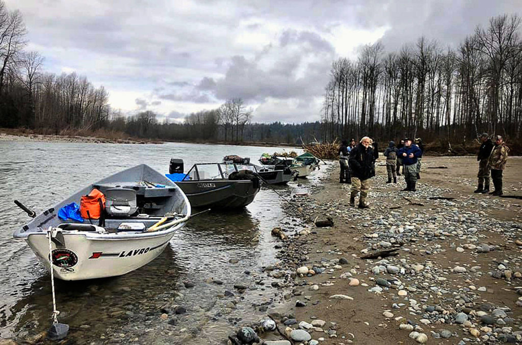 Members of the Sky River Anglers cleaned up the Skykomish River banks between Sultan and Monroe on March 1. (Matthew Kennedy)
