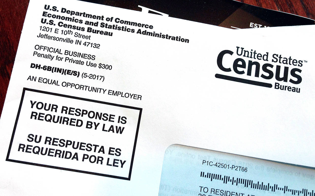 This 2018 photo shows an envelope containing a 2018 census letter mailed to a U.S. resident as part of the nation’s only test run of the 2020 Census. (AP Photo/Michelle R. Smith, File)