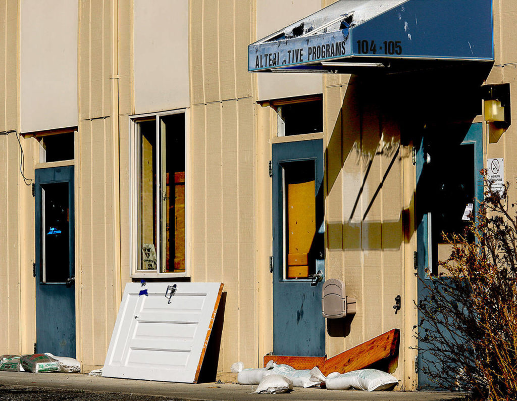 The Multi-Purpose Building near Wiggums Hallow Skate Park was flooded by a rainstorm last Sept. 9. It once housed detention alternative programs for youth. (Dan Bates / The Herald)

