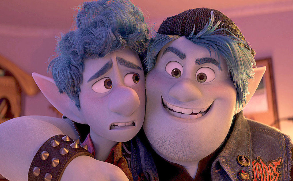 The characters in “Onward” look like they wandered over from the “Shrek” franchise. (Disney/Pixar)

