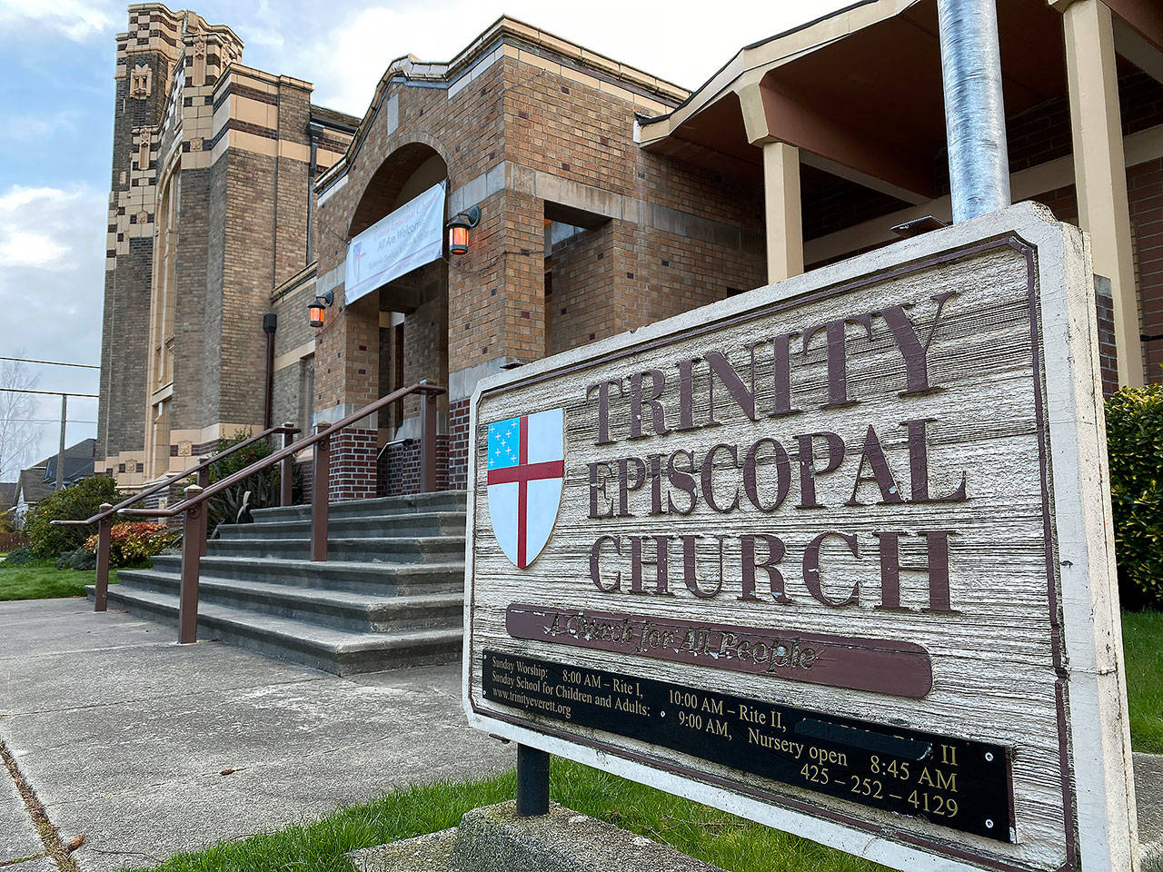 Rev. Rachel Taber-Hamilton from Trinity Episcopal Church in Everett is asking parishioners to stay home if they don’t feel well. (Sue Misao / The Herald)