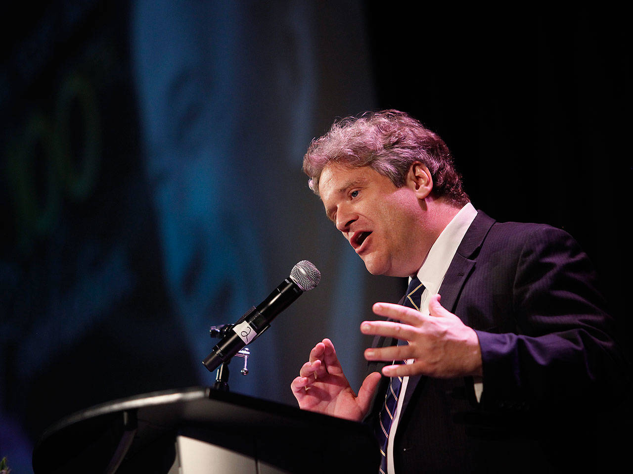 Peter Jackson talks about the legacy left by his father, the late Sen. Henry M. Jackson, during a celebration in Everett of what would have been “Scoop” Jackson’s 100th birthday. (Mark Mulligan / The Herald, May 31, 2012)