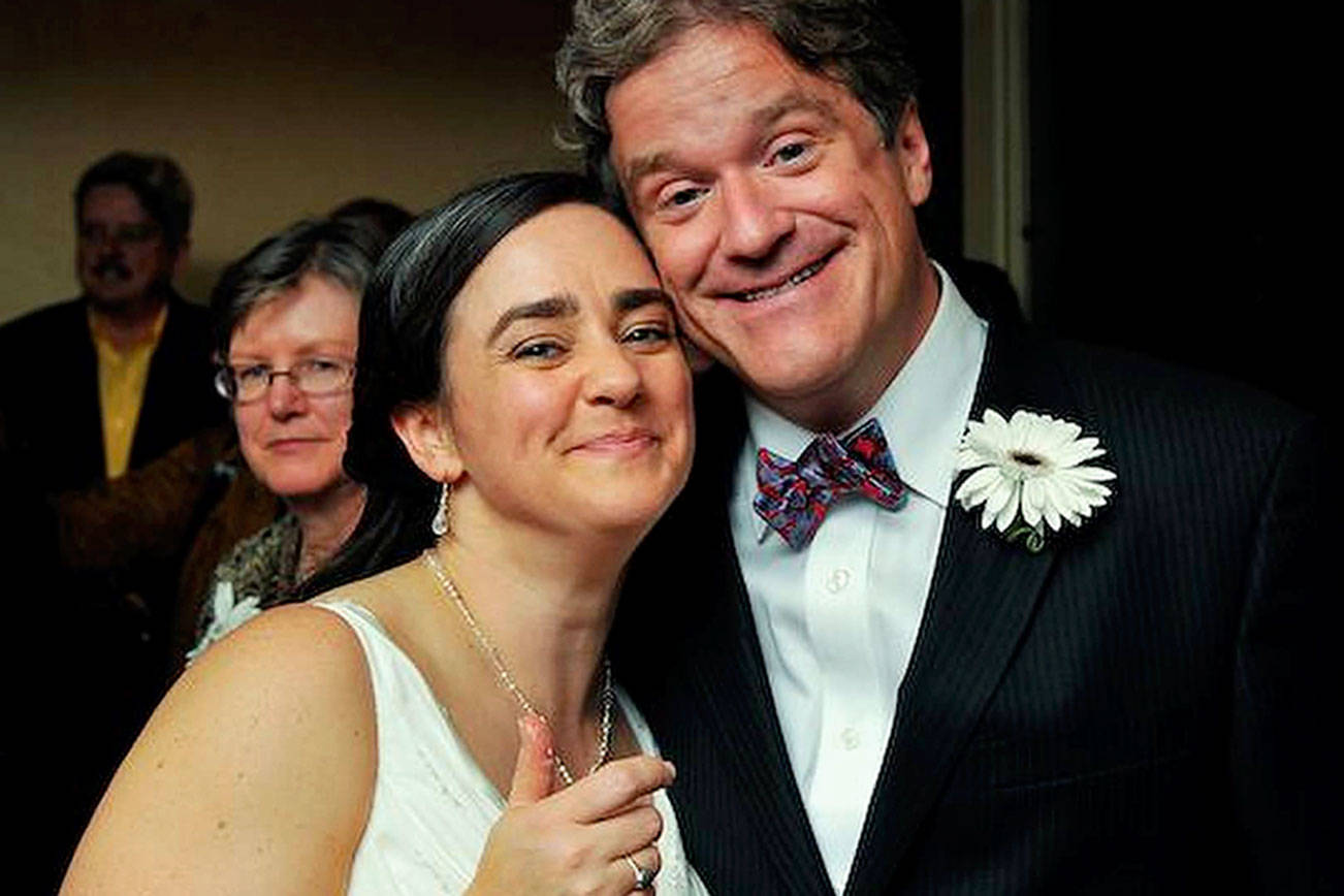 Peter Jackson and his bride Laurie Werner celebrate their wedding Oct. 31, 2010.