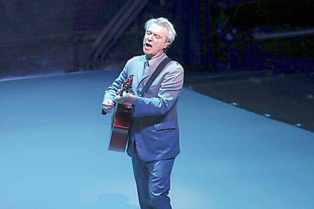 This photo shows David Byrne during the Broadway opening night curtain call of “David Byrne’s American Utopia” in New York on Oct. 20. The former Talking Heads frontman is collaborating on a book adaptation with the author and illustrator Maira Kalman, who worked on the Broadway show. The book, also called “American Utopia,” will be published Sept. 8 by Bloomsbury. (Associated Press)