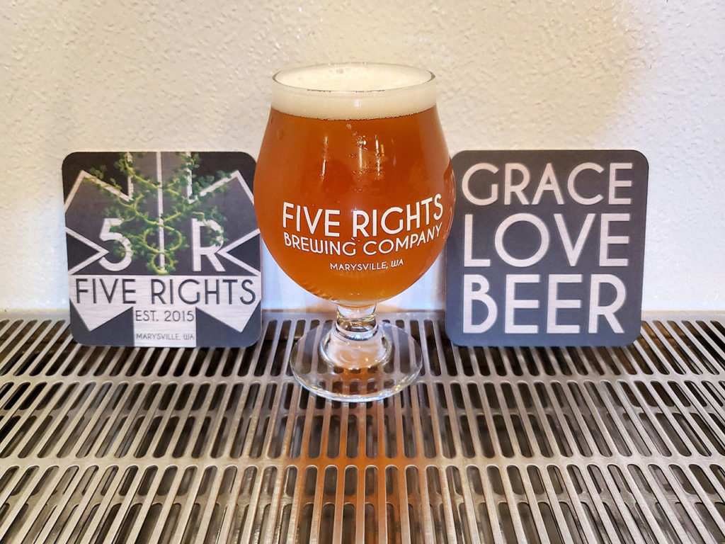 Originally slated to be 5 Rights’ anniversary beer, this imperial IPA has now been dubbed Essential Services IPA in light of Gov. Jay Inslee tabbing breweries as essential services under is recent stay-at-home order. (5 Rights Brewing Co.)
