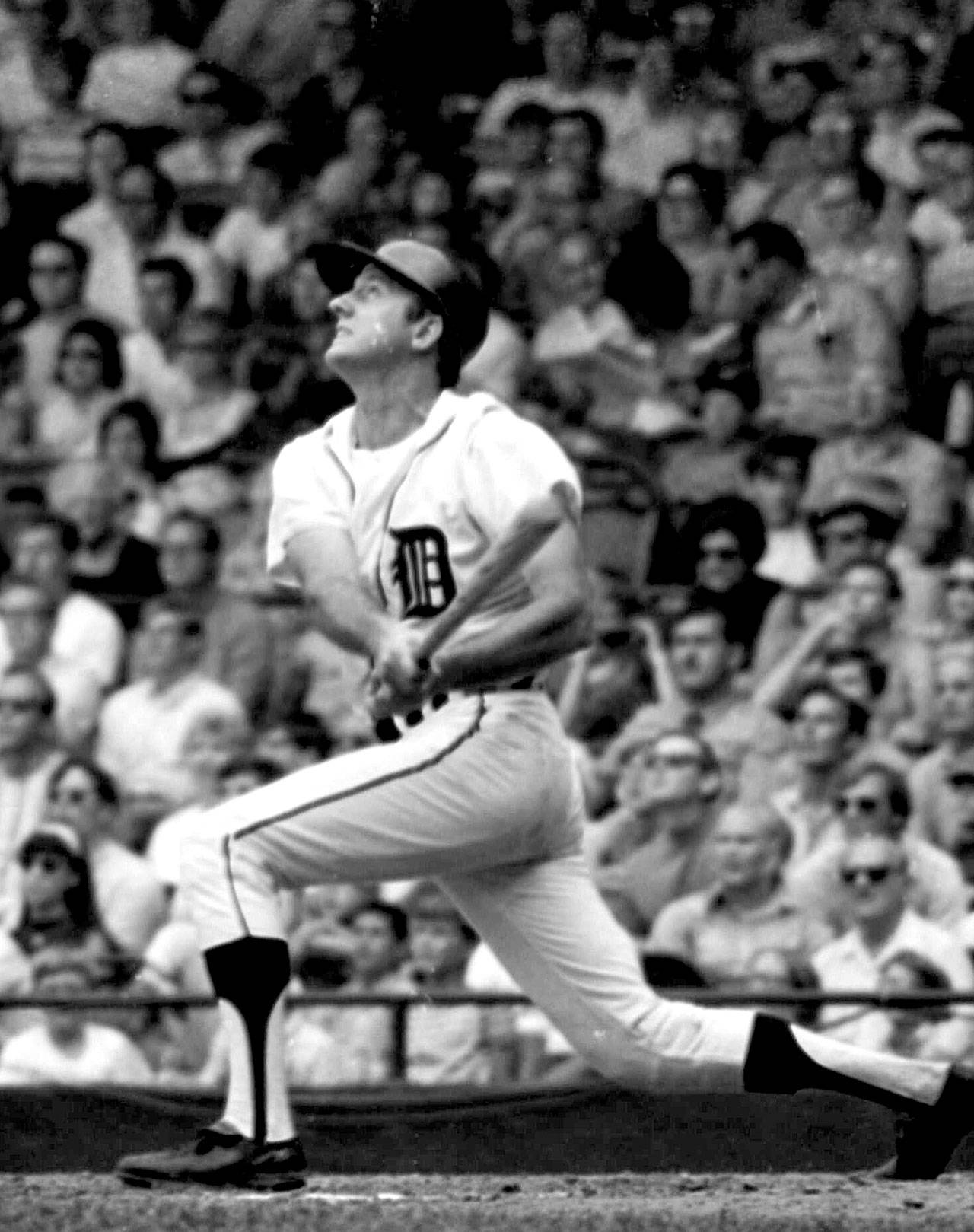 The Detroit Tigers’ Al Kaline, seen here in 1970, has died at age 85. The Hall of Fame inductee spent his entire 22-season career with the Tigers and was known affectionately as “Mr. Tiger.” (Associated Press)