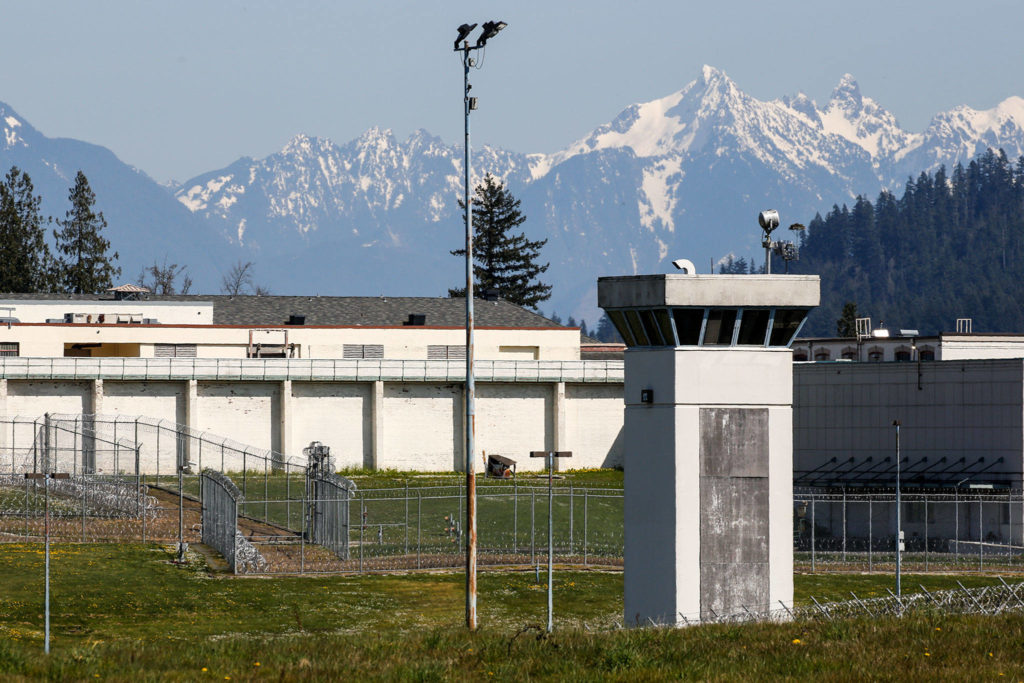 The Monroe Correctional Complex on Thursday. Inmates disrupted operations Wednesday night after six inmates tested positive for COVID-19. (Kevin Clark / The Herald)
