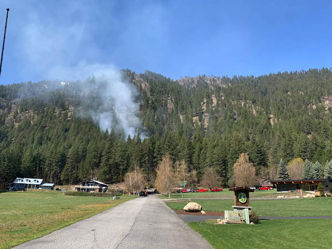 Dry vegetation and steep terrain is keeping the Alpenhof Fire near Leavenworth burning. (Chelan County Fire District 3)