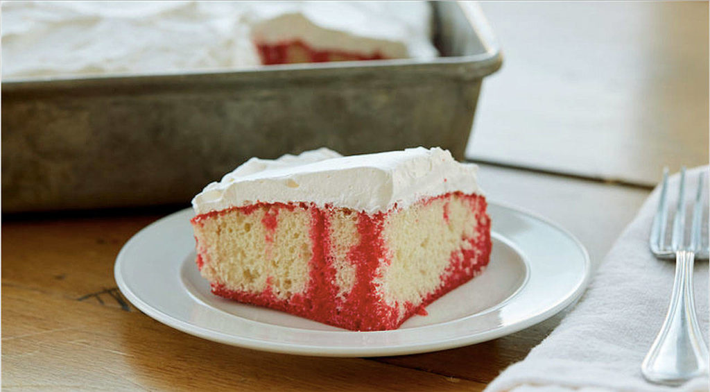 With this poke cake, you can swap strawberry Jell-O for raspberry, lime or almost any other flavor. (Betty Crocker)
