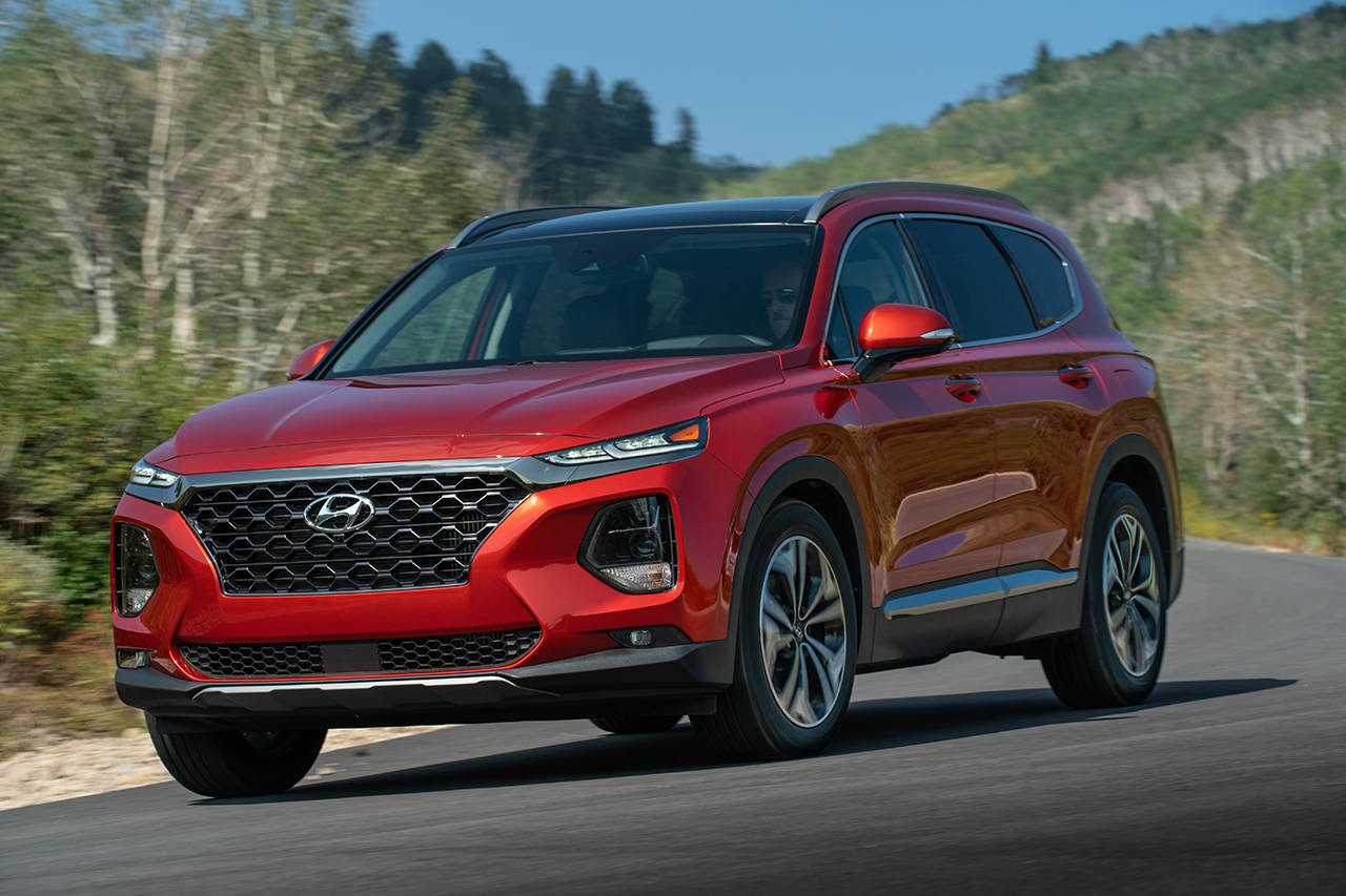 The 2020 Hyundai Santa Fe is a two-row midsize SUV with seating for five. (Manufacturer photo)