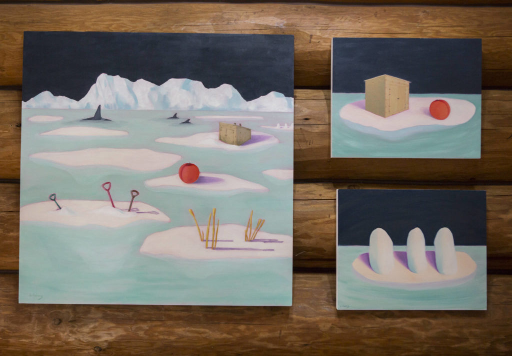 Amanda Adams also paints surrealistic images such as these. (Olivia Vanni / The Herald)
