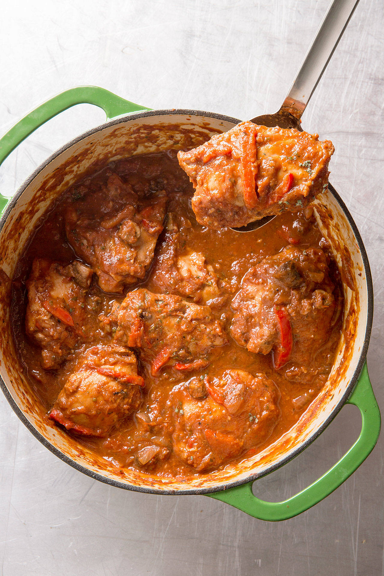 Chicken cacciatore from “Big Flavors From Italian America.” (Joe Keller / Keller + Keller)