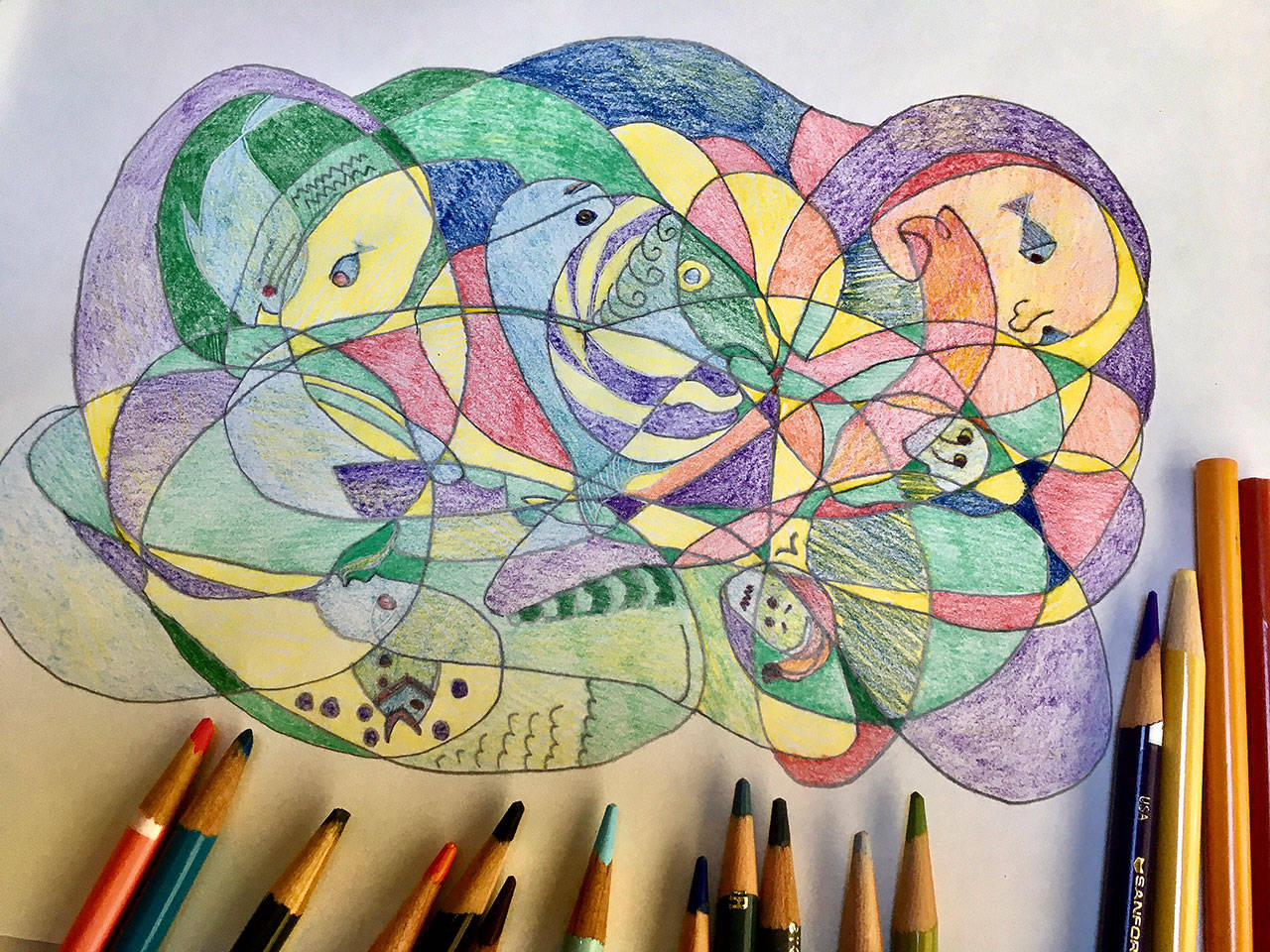 Teens can make a colored pencil abstract on paper with artist Anna Mastronardi Novak. (Schack Art Center)