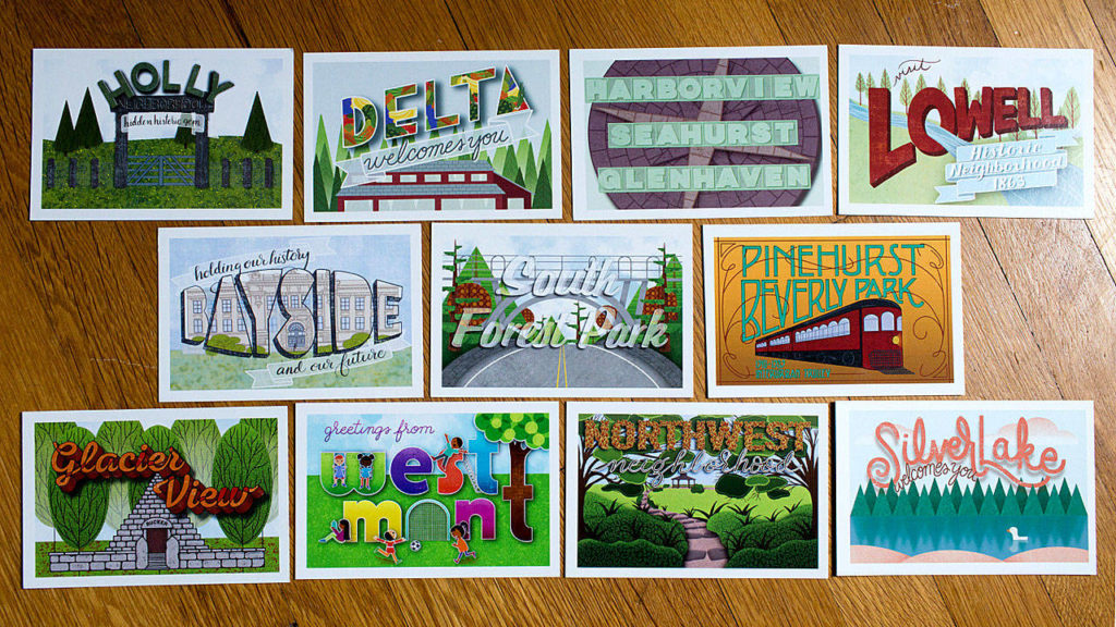 A self-taught artist, Rosemary Jones also is in the middle of making postcards for all 19 Everett neighborhoods. (Josh Jones)
