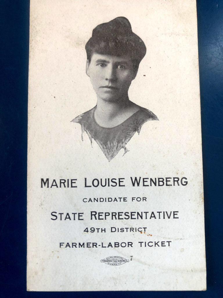 Marie Louise Wenberg ran for the state Legislature on the Farmer-Labor ticket in 1922. (Family photo)
