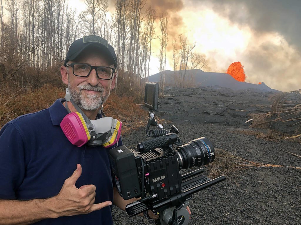 In 2018, Michel Lienau films the lava flow from the Kilauea volcano in Hawaii. (Jeff Rogers photo)
