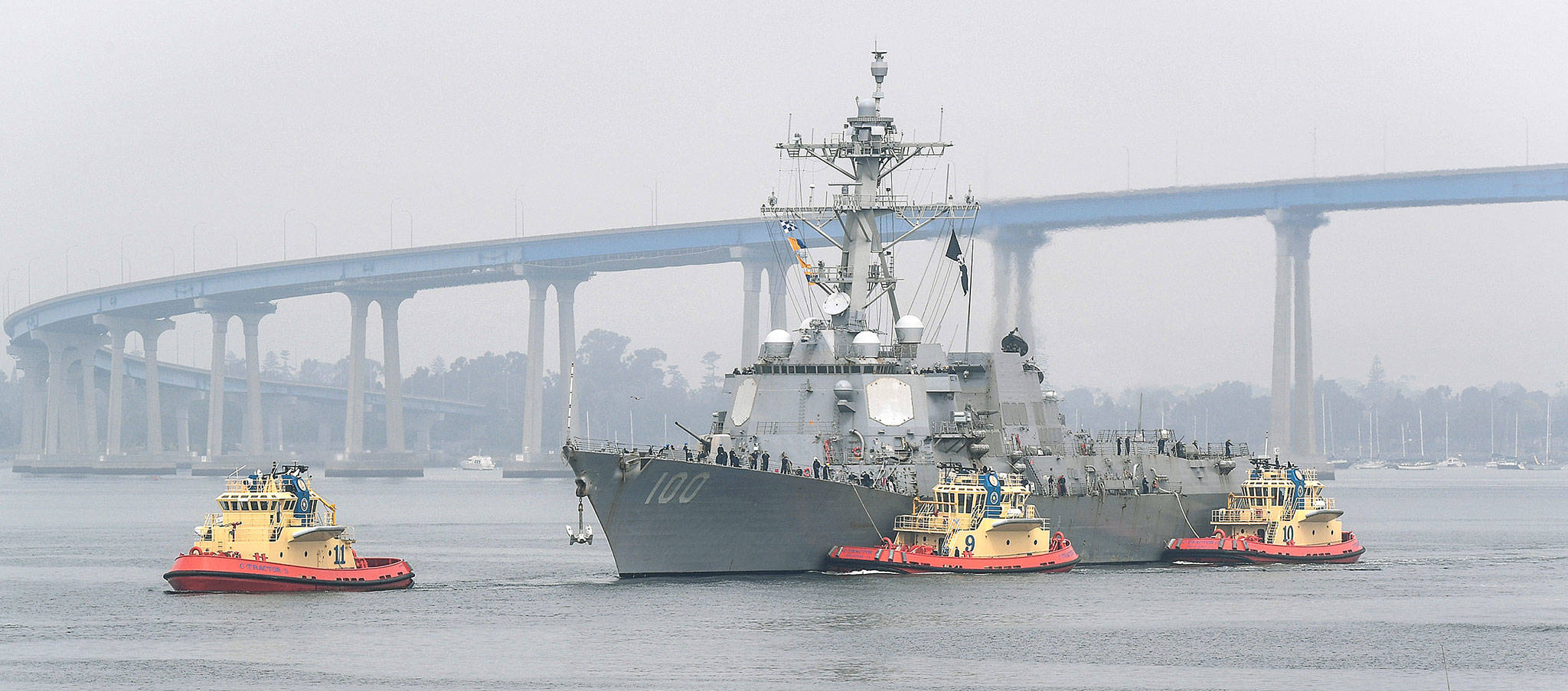 The guided-missile destroyer USS Kidd arrives in San Diego on April 28. (U.S. Navy photo by Mass Communication Specialist 2nd Class Alex Millar)