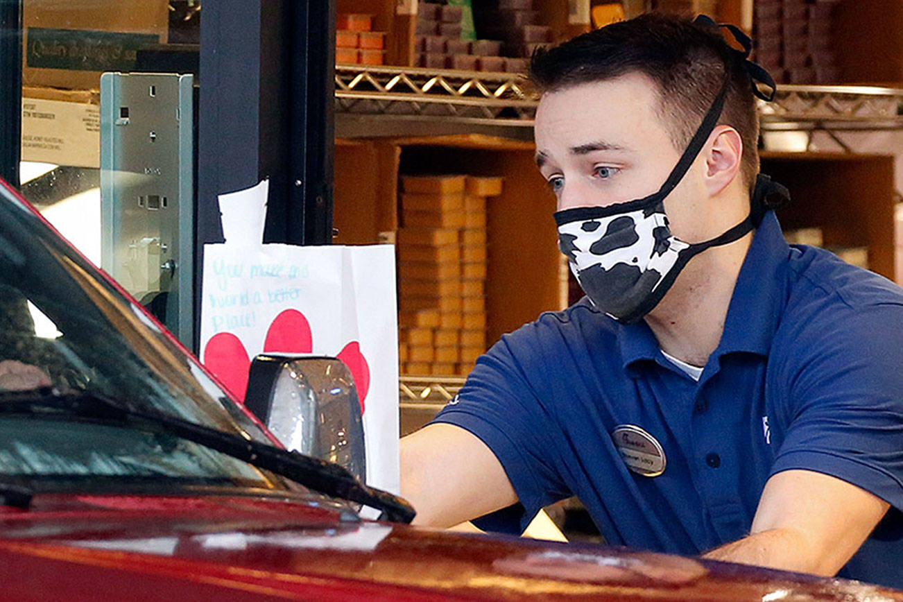 The drive-thru at Chick-Fil-A is open for business in Marysville on May 21. (Kevin Clark / The Herald)