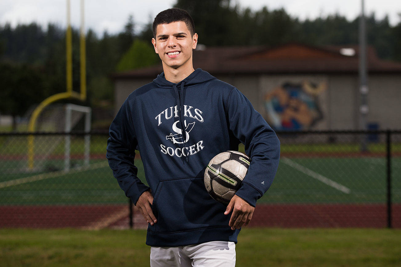 Sultan High soccer striker Diego Hernandez on Monday, June 8, 2020 in Sultan, Wa.(Andy Bronson / The Herald)